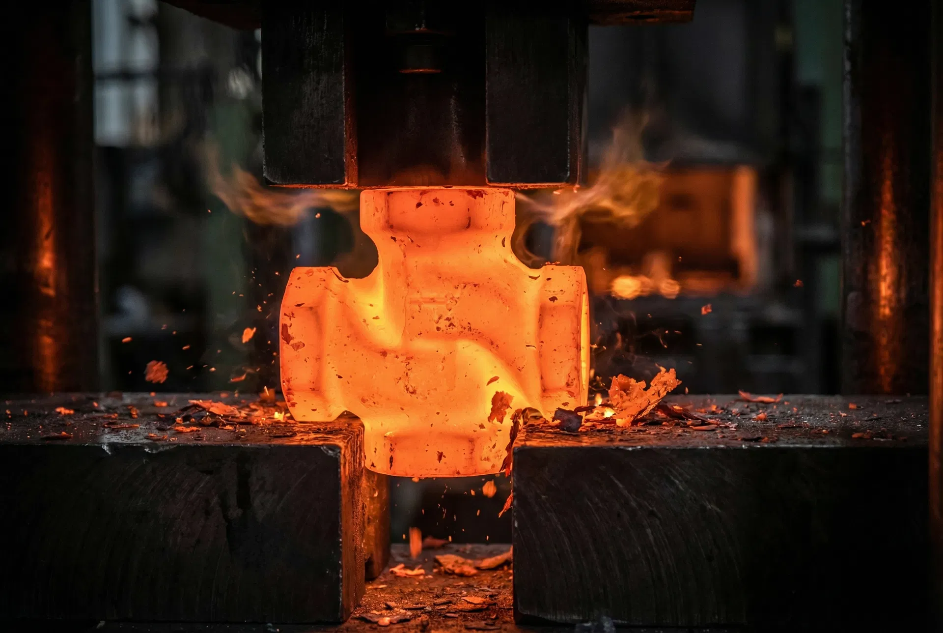 Engineer reviewing 3D printed prototype next to metal forged part